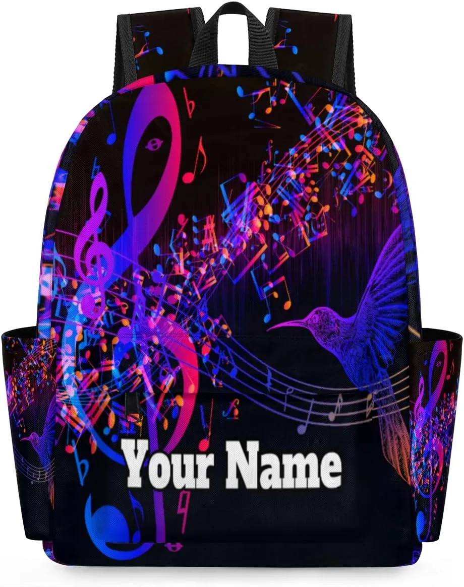 Personalized Music Note Preschool Toddler Backpack for Boys Girls Custom Kids Name Small Bookbags Kindergarten Elementary Backpack, Hummingbird