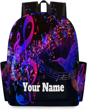 Personalized Music Note Preschool Toddler Backpack for Boys Girls Custom Kids Name Small Bookbags Kindergarten Elementary Backpack, Hummingbird