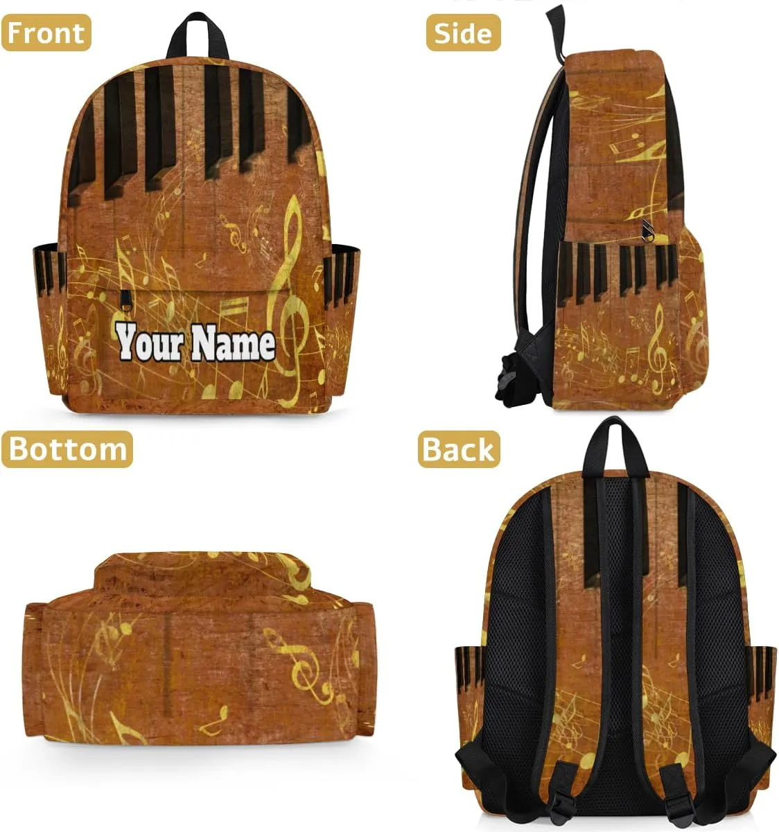 Personalized Piano Keyboard Preschool Toddler Backpack for Boys Girls Custom Kids Name Small Bookbags Kindergarten Elementary Backpack, Musical Notes