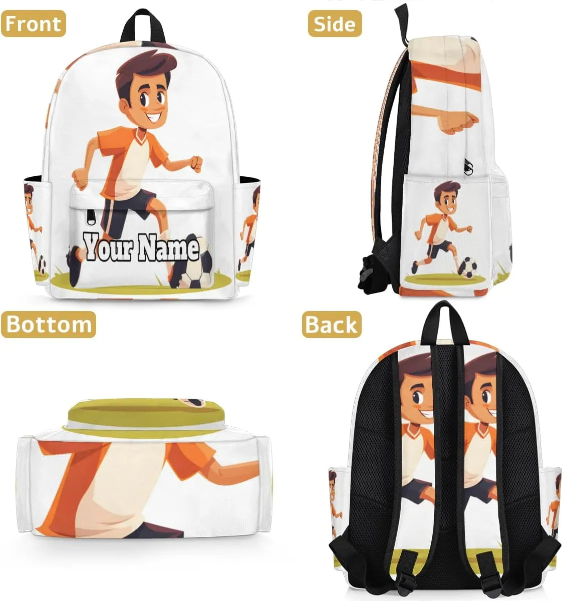 Personalized Soccer Player Preschool Toddler Backpack for Boys Girls Custom Kids Name Small Bookbags Kindergarten Elementary Backpack, Boys Soccer