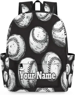 Personalized Sports Baseballs Preschool Toddler Backpack for Boys Girls Custom Kids Name Small Bookbags Kindergarten Elementary Backpack, Ball Baseball Pattern