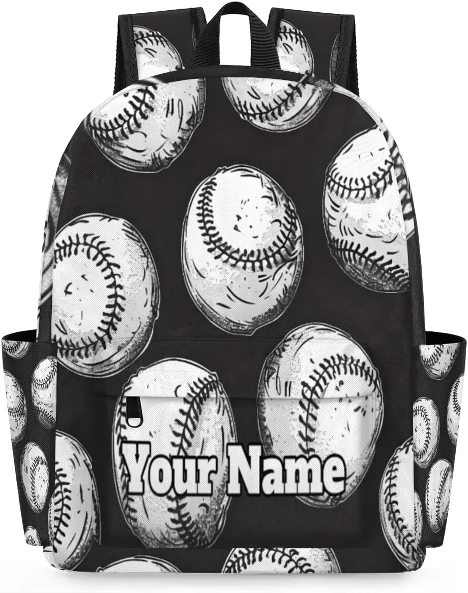 Personalized Sports Baseballs Preschool Toddler Backpack for Boys Girls Custom Kids Name Small Bookbags Kindergarten Elementary Backpack, Ball Baseball Pattern