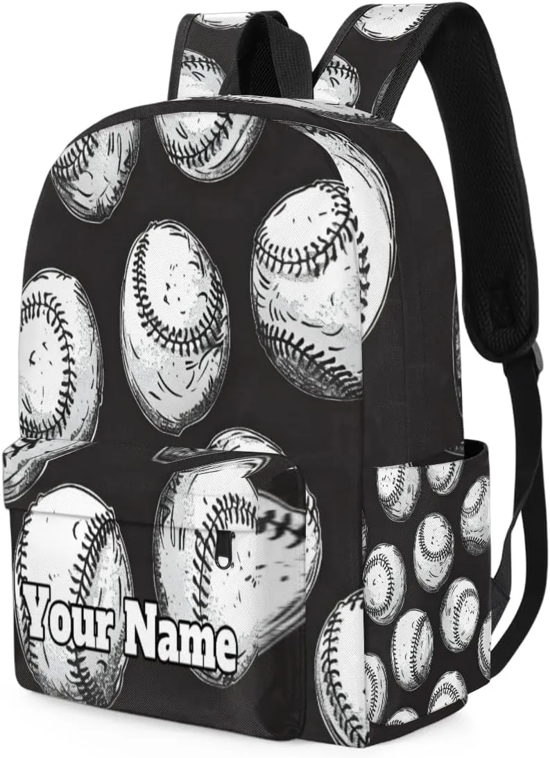 Personalized Sports Baseballs Preschool Toddler Backpack for Boys Girls Custom Kids Name Small Bookbags Kindergarten Elementary Backpack, Ball Baseball Pattern