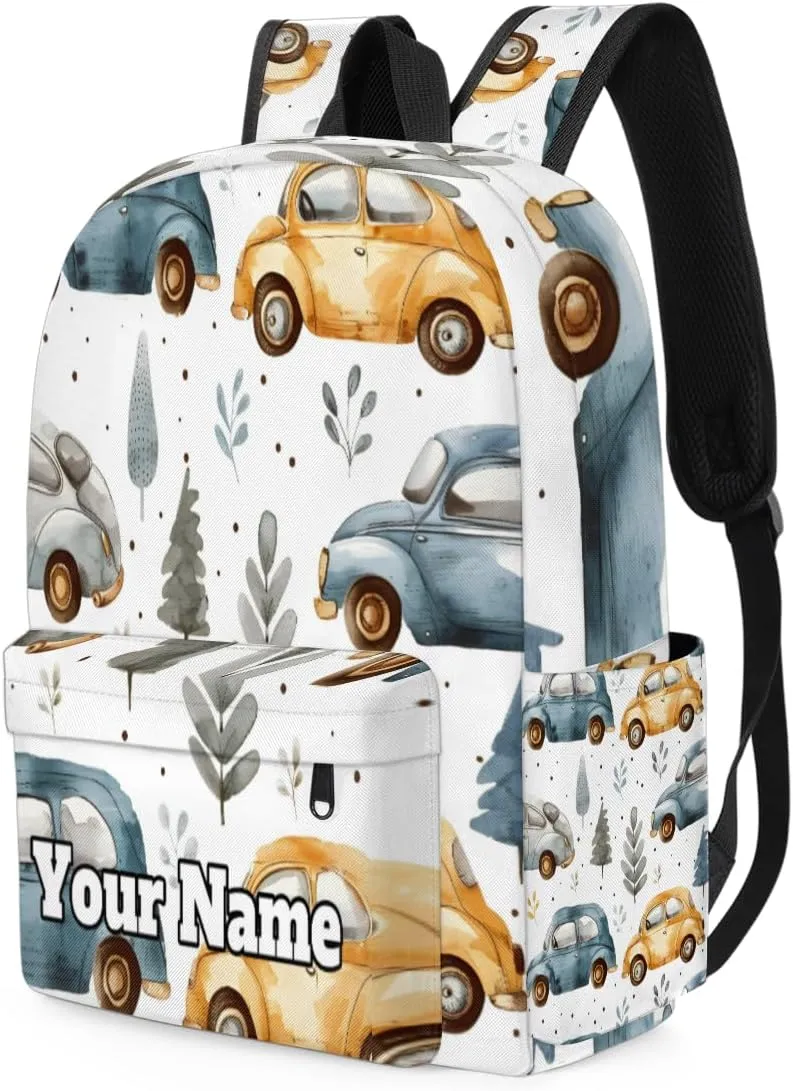 Personalized Transportation Cars Preschool Toddler Backpack for Boys Girls Custom Kids Name Small Bookbags Kindergarten Elementary Backpack, Cute Cars