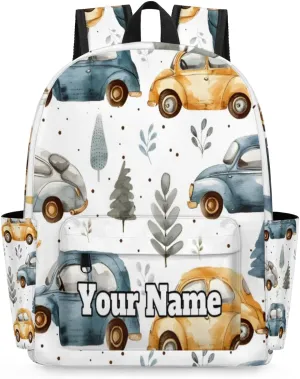 Personalized Transportation Cars Preschool Toddler Backpack for Boys Girls Custom Kids Name Small Bookbags Kindergarten Elementary Backpack, Cute Cars