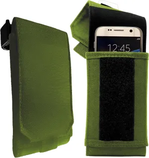 Phone Holster with Clip - Hook Loop Nylon Cellphone Holster Compact Pouch, Backpack Shoulder Strap Accessory Pouch - Multifunctional StrapPack Pouches for Hikers, Travelers & Commuters, Green