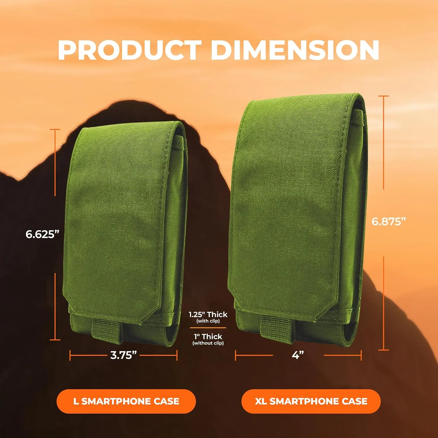 Phone Holster with Clip - Hook Loop Nylon Cellphone Holster Compact Pouch, Backpack Shoulder Strap Accessory Pouch - Multifunctional StrapPack Pouches for Hikers, Travelers & Commuters, Green