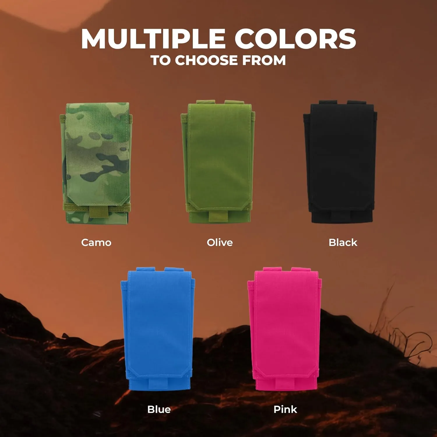 Phone Holster with Clip - Hook Loop Nylon Cellphone Holster Compact Pouch, Backpack Shoulder Strap Accessory Pouch - Multifunctional StrapPack Pouches for Hikers, Travelers & Commuters, Green