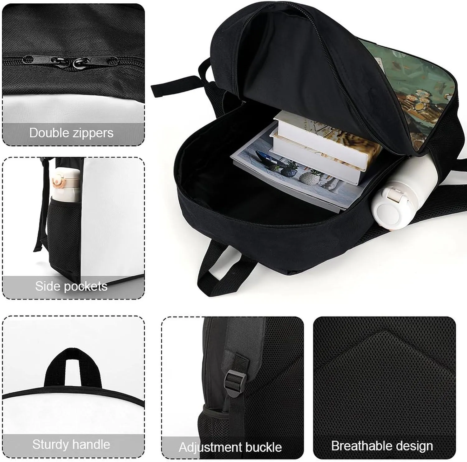 Pistol And Cards Lightweight Backpack Casual Carry On Laptop Backpack,Hiking Bag for Camping Sports Work