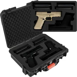 Pistol Gun Case for Glock Handgun – TSA Approved Hard Shell Handgun Case with Pre-Cut Foam, Waterproof Storage Box for G17/G19/G20/G21/G22/G23/G31/G32/G37/G38/G43/G45, Gun Case for Transport & Storage