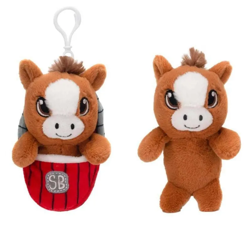 Plush Swaddle Horse with Clip Brown 4.5In