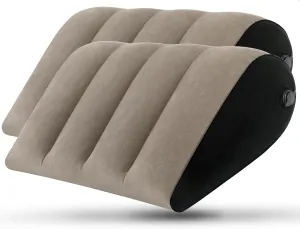 Portable Inflatable Wedge Pillow 2 Pack, Body Positioners for Sleep Support, Adjustable Travel Cushion- Lightweight Bed/Leg/Partner Support Pillow with Fast Inflation, Grey (Large 22inch)