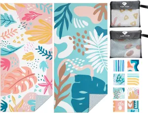 PY SUPER MODE 2 Pack Beach Towel - 75 x 35 inches Quick Dry Microfiber Beach Towels Oversized, Lightweight Soft and Absorbent Suitable for Swimming Pool Camping for Adults