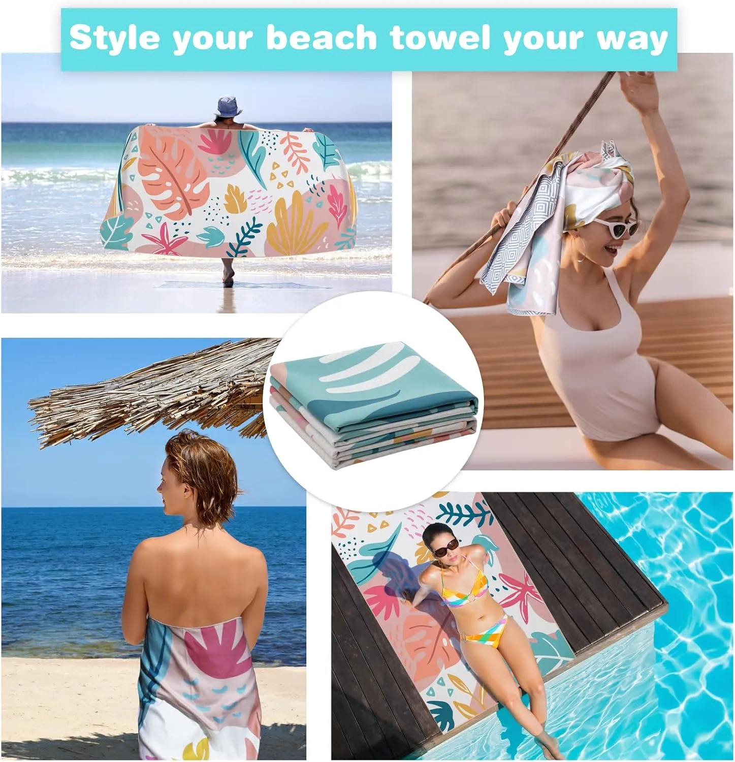PY SUPER MODE 2 Pack Beach Towel - 75 x 35 inches Quick Dry Microfiber Beach Towels Oversized, Lightweight Soft and Absorbent Suitable for Swimming Pool Camping for Adults