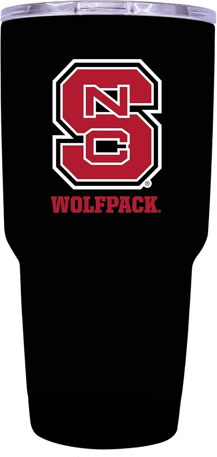 R and R Imports NC State Wolfpack 24 oz Black Insulated Stainless Steel Tumbler Officially Licensed Collegiate Product