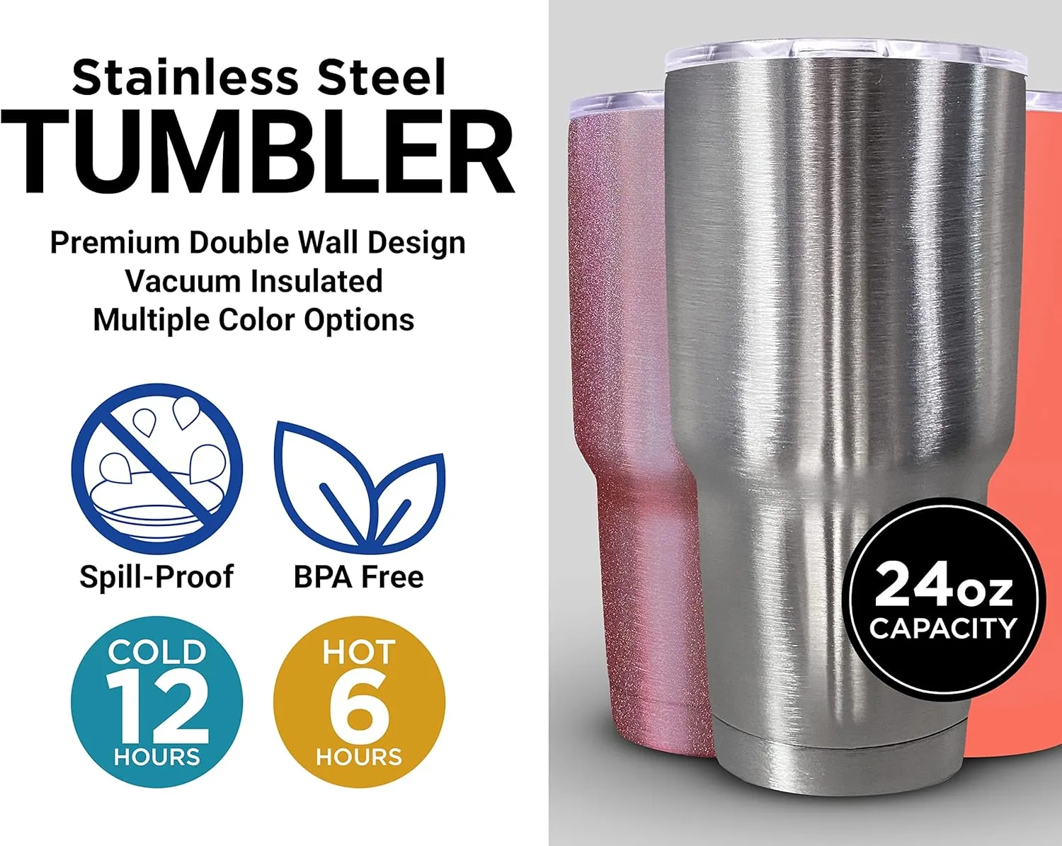 R and R Imports Stephen F. Austin State University 24 oz Insulated Stainless Steel Tumbler Stainless Officially Licensed Collegiate Product