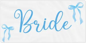 R HORSE Bride Beach Towel for Bachelorette Party Decorations, Coquette Blue Bow Beach Towel for Bride to Be Bridal Shower Gift, 30 x 60 Inch Quick Dry Sand Free Blanket Honeymoon Engagement Supplies