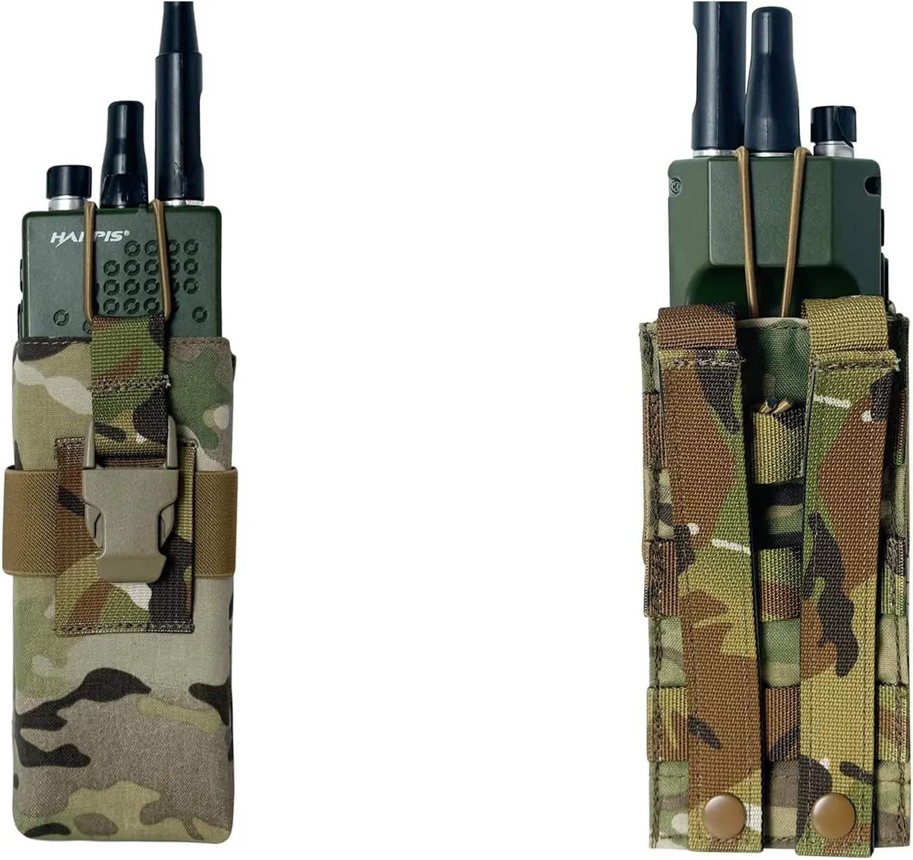 Radio Holster Walkie Talkie Pouch - 500D Nylon Molle System 3mm Bungee Storage Bag for Utility Tactical Belt Accessory Fits Standard Handset