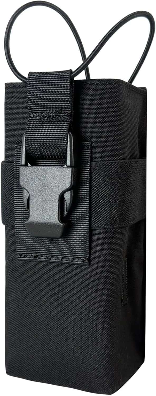 Radio Holster Walkie Talkie Pouch - 500D Nylon Molle System 3mm Bungee Storage Bag for Utility Tactical Belt Accessory Fits Standard Handset