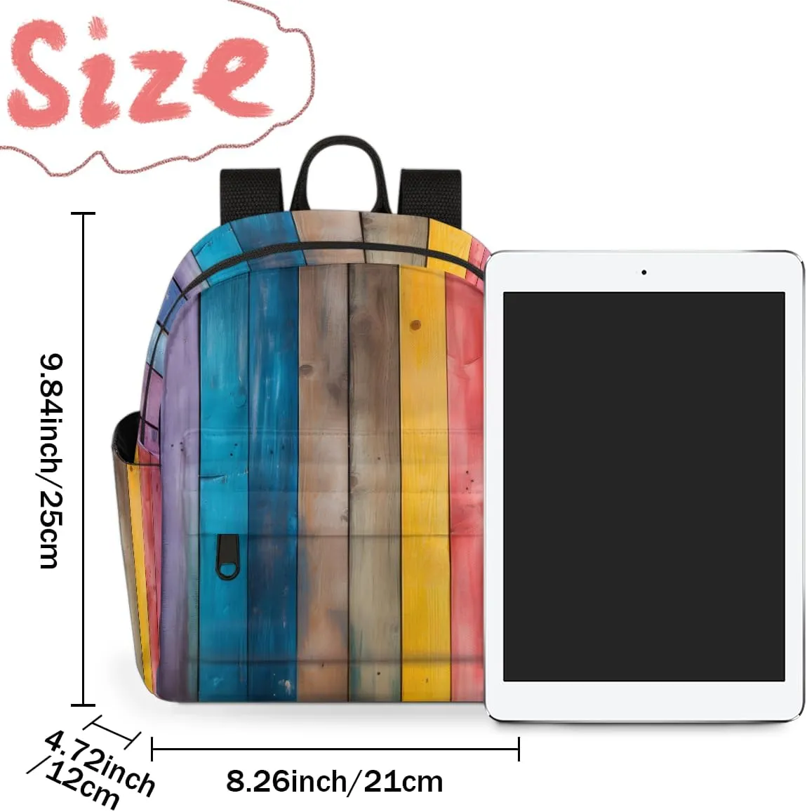 Rainbow Wood Grain Mini Backpack Purse for Women Fashion Lightweight Small Backpacks Shoulder Bag for Travel Work Shopping