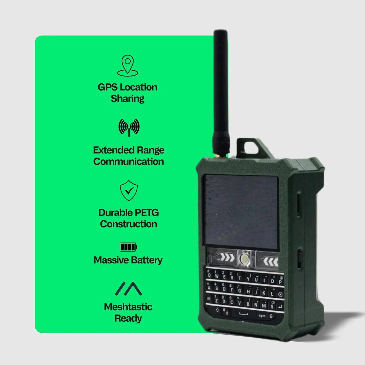 Ranger Magnum LoRa Communication Device – Meshtastic Off-Grid Radio with GPS, Touchscreen, QWERTY Keyboard, and Long-Range Messaging for Outdoor Adventures (Tactical Green)