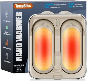 Rechargeable Hand Warmers with 10000mAh Charging Compartment, 2 Pack Electric Hot Hands Warmers, Smart Temperature Control, Portable Pocket Heater for Camping, Fishing, Golf, Outdoor