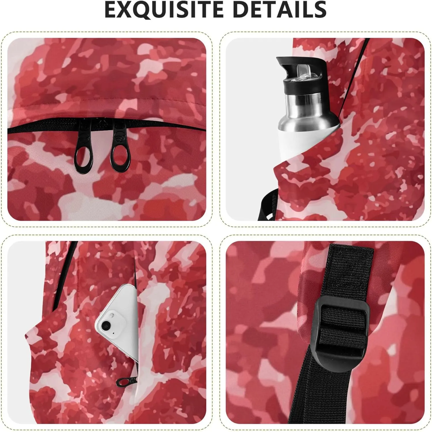 Red Meat Steak Beef Laptop Backpack Travel Hiking Camping Work Computer Back Packs Book Bags for Women Men