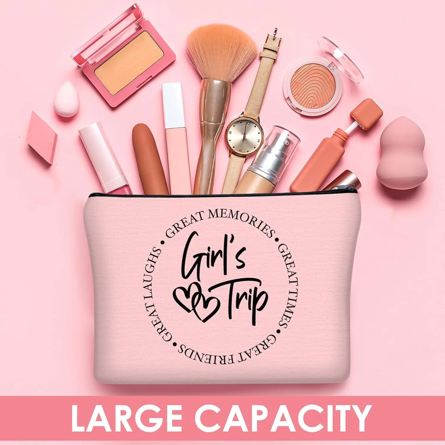 Reginary 9 Pcs Girls Trip Gifts Favors Girls Trip Makeup Bags Toiletry Cosmetic Bag Bestie Friendship Gifts for Women Christmas Wedding Bachelorette Valentine‘s Day Party Favors