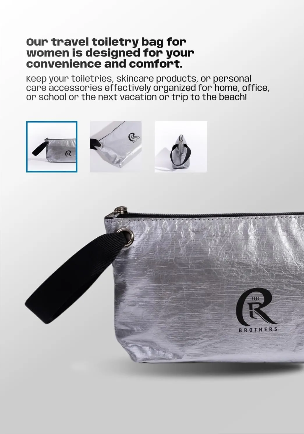 RR Brothers Cosmetic Travel Bag – Makeup Travel Bag for Women – Lightweight Cosmetic Pouch for Toiletries, Makeup, Skincare – Toiletry Organizer for Travel, Vacation, Beach