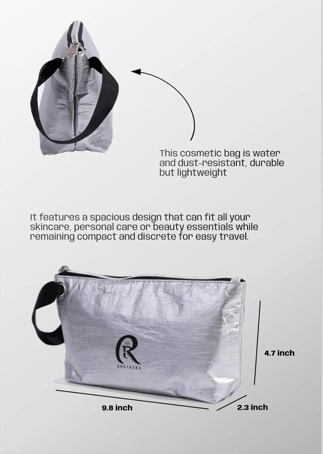 RR Brothers Cosmetic Travel Bag – Makeup Travel Bag for Women – Lightweight Cosmetic Pouch for Toiletries, Makeup, Skincare – Toiletry Organizer for Travel, Vacation, Beach