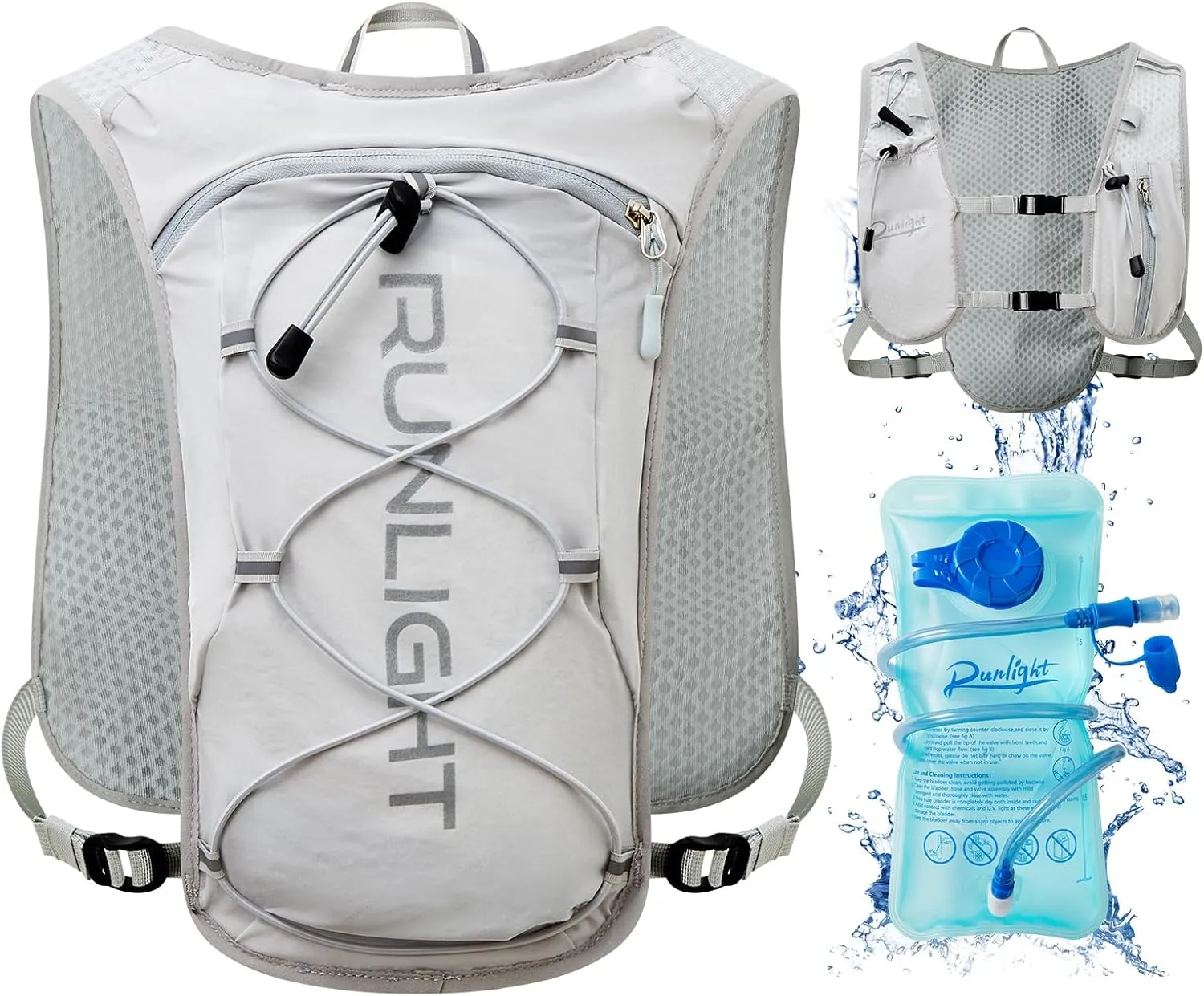 Running Vest for Women Men Lightweight Hydration Backpack Pack with 1.5L Water Bladder Bag Hydro Daypack for Hiking,Trail,Skiing,Camping,Cycling,Race,Marathon