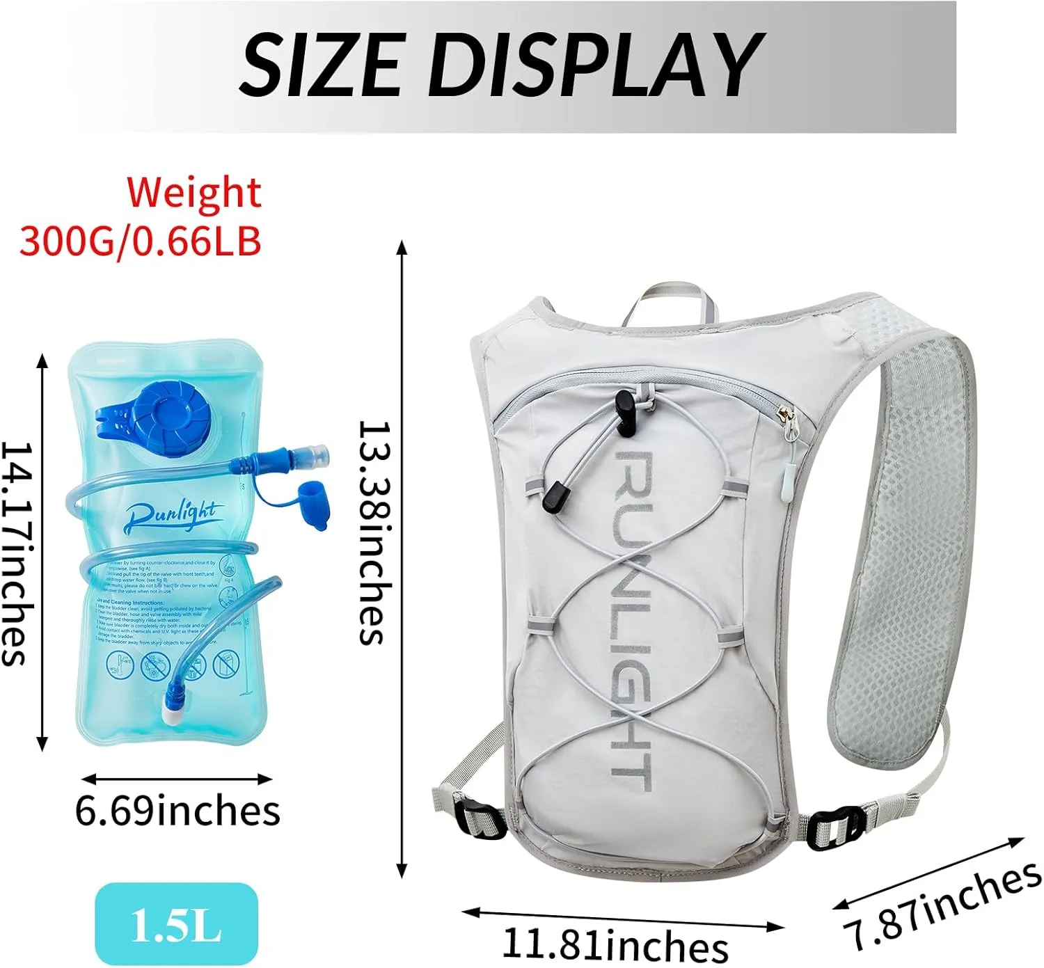 Running Vest for Women Men Lightweight Hydration Backpack Pack with 1.5L Water Bladder Bag Hydro Daypack for Hiking,Trail,Skiing,Camping,Cycling,Race,Marathon