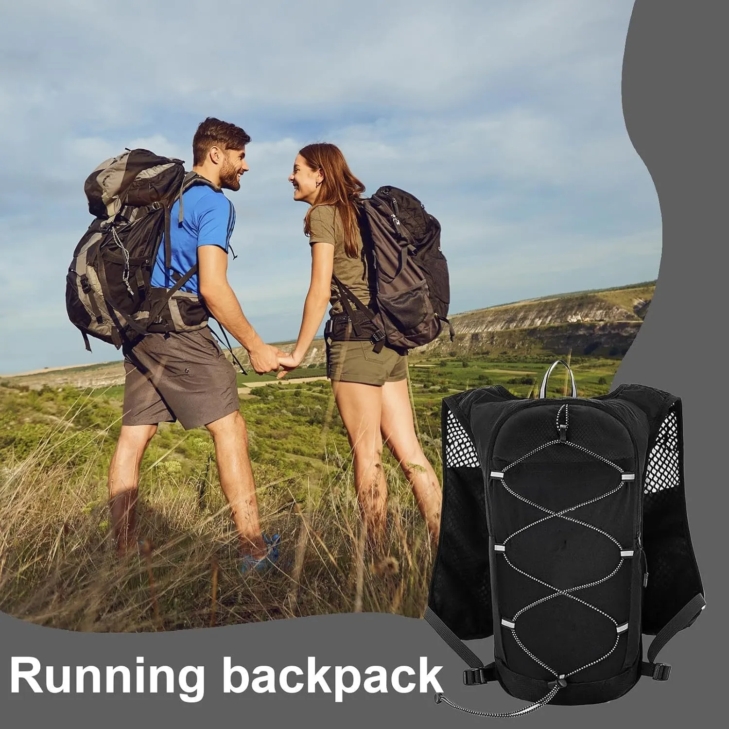 Running Water Vest - Lightweight Insulated Water, Lightweight Reflective Safety Hydration | Running Vest with Adjustable Chest Waist Straps, Cycling Race Outdoor Sport Camping Backpacks VES