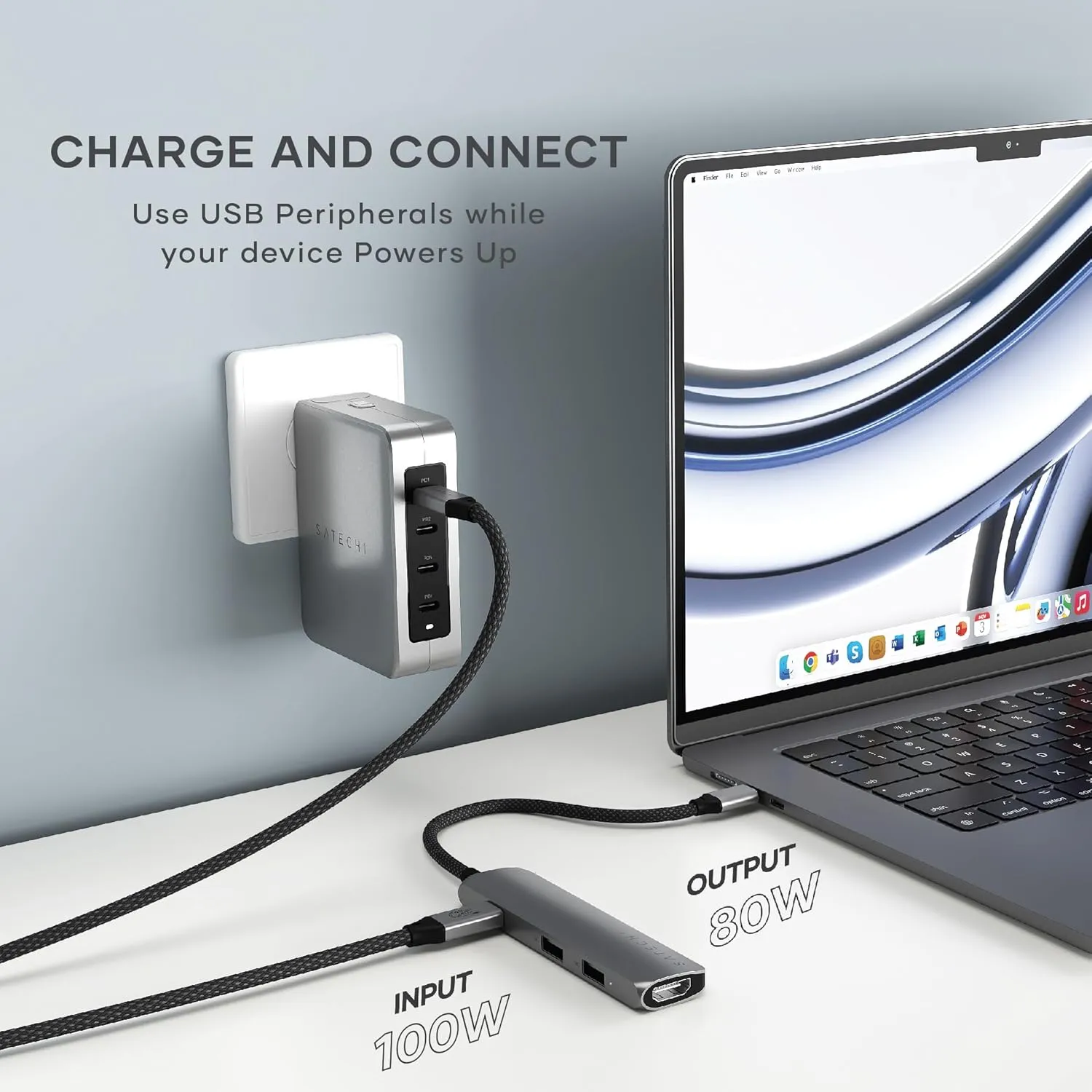 Satechi 4 in 1 USB C Hub Multiport Adapter (Space Gray, Sim Plus)