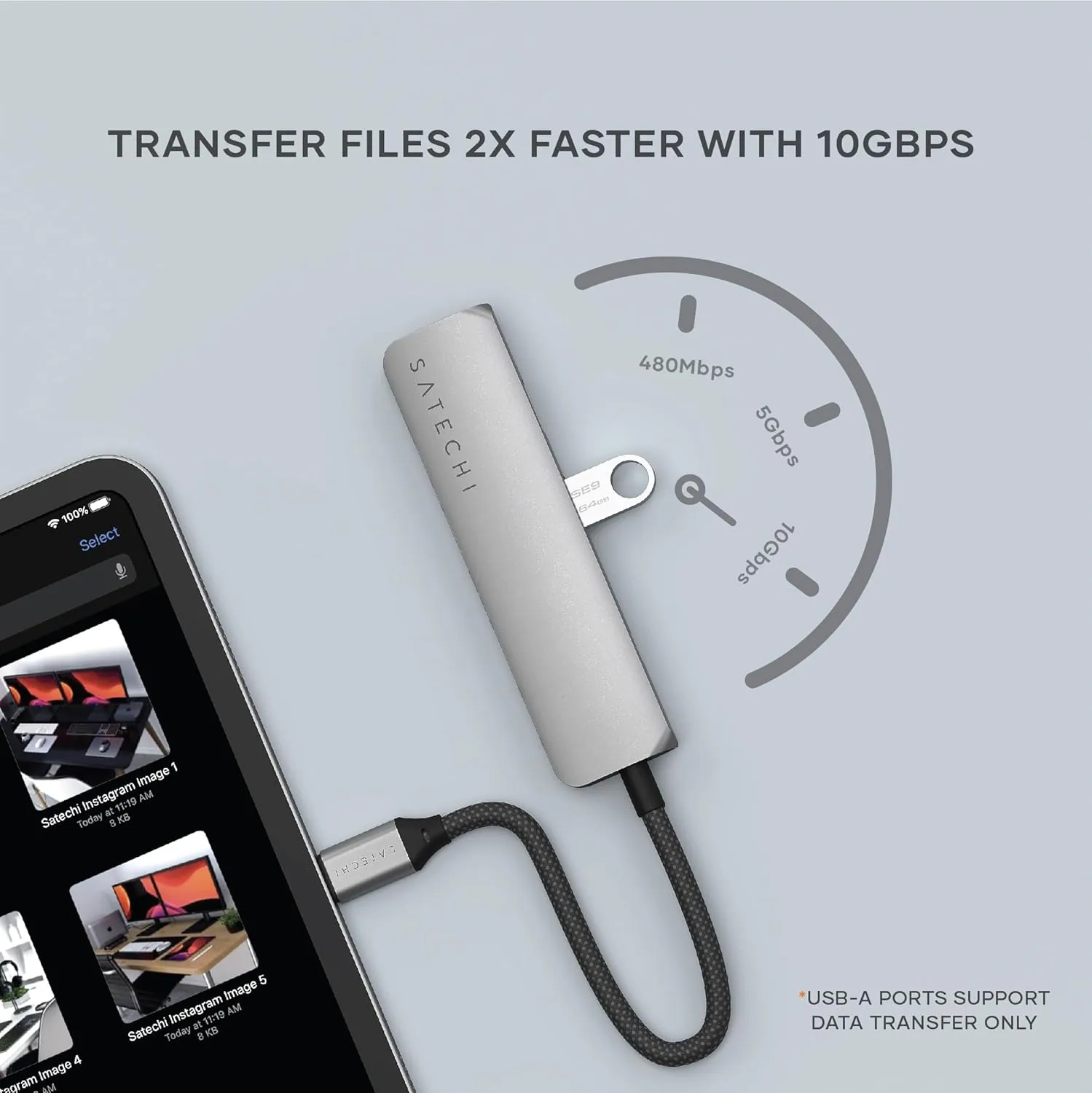 Satechi 4 in 1 USB C Hub Multiport Adapter (Space Gray, Sim Plus)