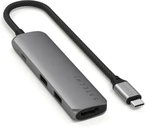 Satechi 4 in 1 USB C Hub Multiport Adapter (Space Gray, Sim Plus)