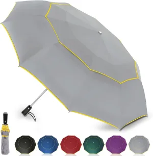Satol Extra Large Golf Umbrella, 46/54/62 Inch Windproof 10 Ribs Vented Double Canopy Reflective Strips Automatic Open/Close Waterproof UV Protection Portable Compact Umbrella for Outdoor & Travel