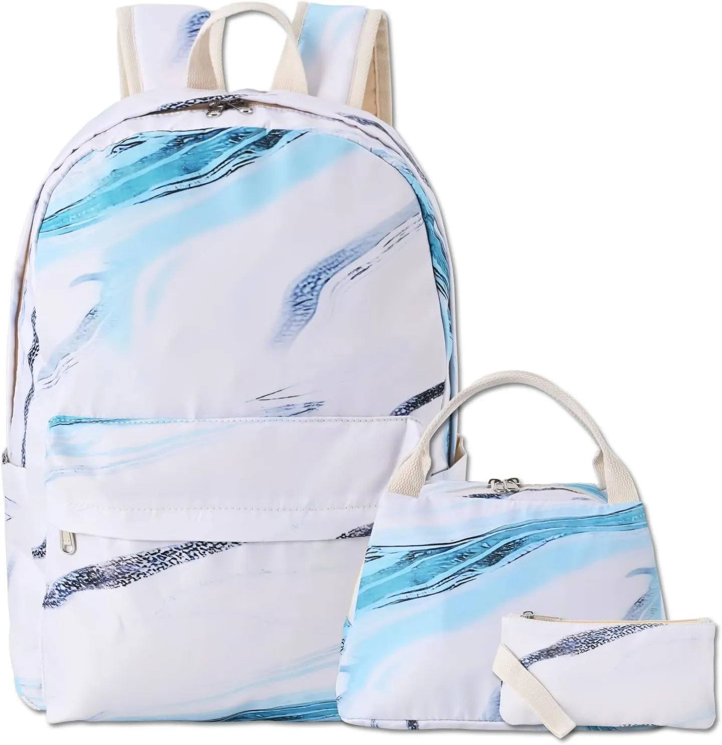 School Backpack for Teen Girls with Lunch Bag Backpacks School Bookbags for Girl Boy (Fashion Stripe-blue)