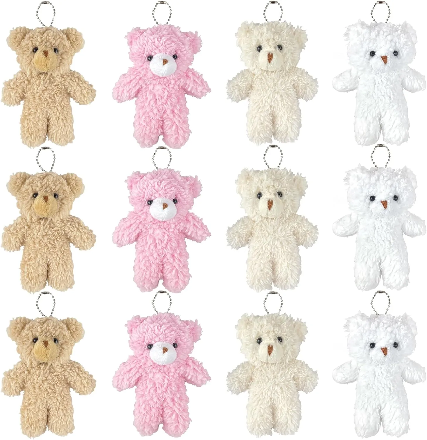 Sealive 12-Piece Mini Furry Bears - 4.7 Inches Stuffed Animal Tiny Bear Party Favors - Idea for Baby Shower, Party Decorations, Charming Keychains, Graduation Gifts