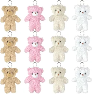 Sealive 12-Piece Mini Furry Bears - 4.7 Inches Stuffed Animal Tiny Bear Party Favors - Idea for Baby Shower, Party Decorations, Charming Keychains, Graduation Gifts
