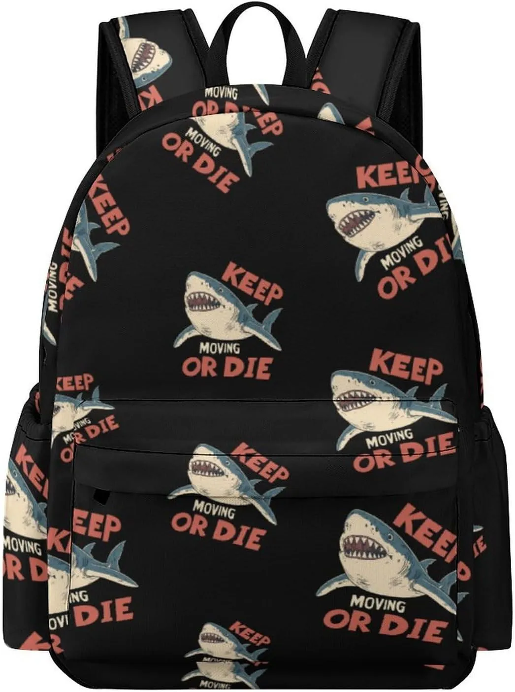 Shark Keep Moving Or Die Backpack for Mens Womens Shoulder Backpacks Travel Bag Laptop 16.5x11.8x5.9in