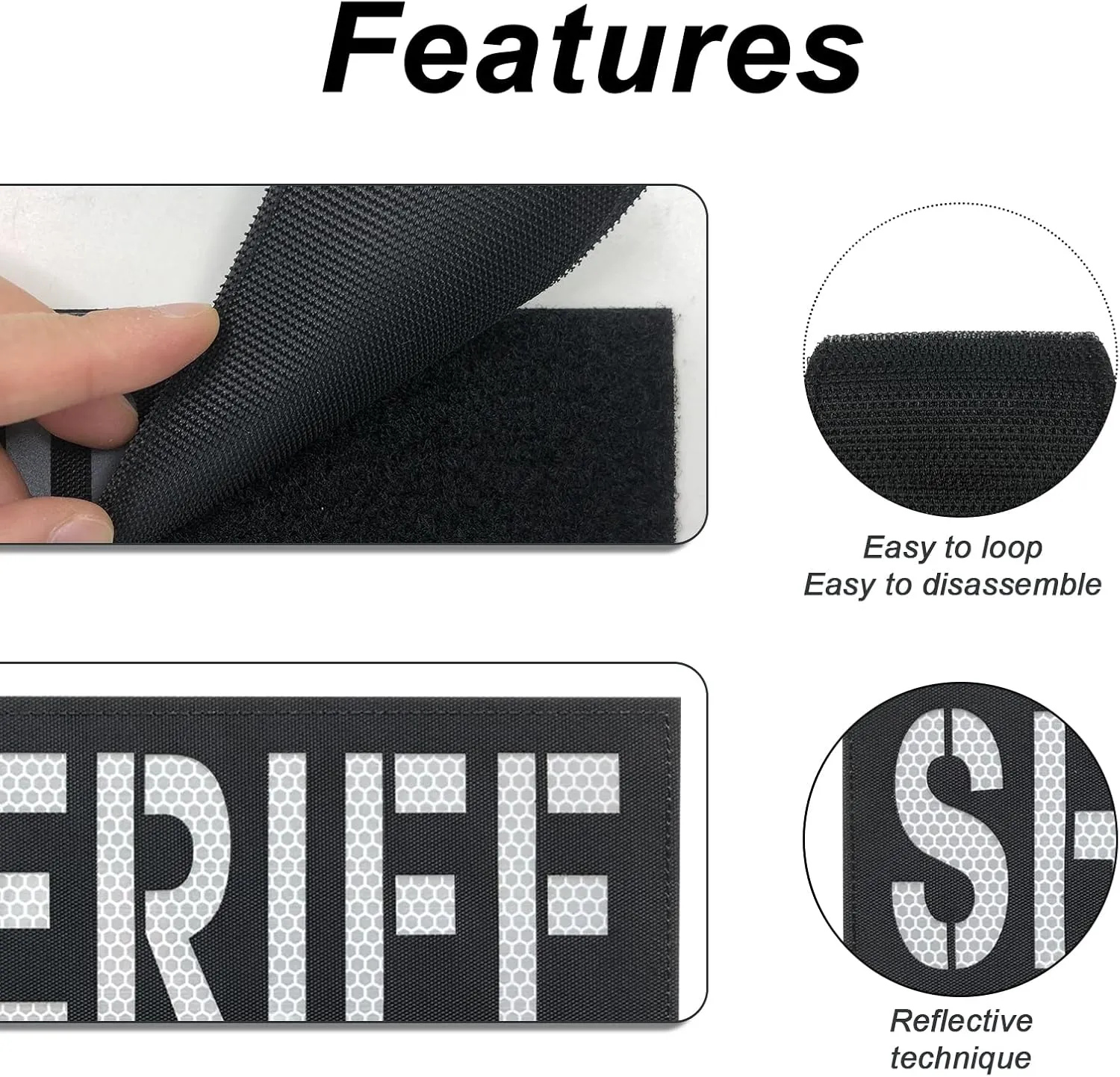 Sheriff Patch Reflective Laser Cut 11x4 inches for Bags Backpacks Vests Jackets with Hook and Loop (RL Black and White, XL 11"x4")