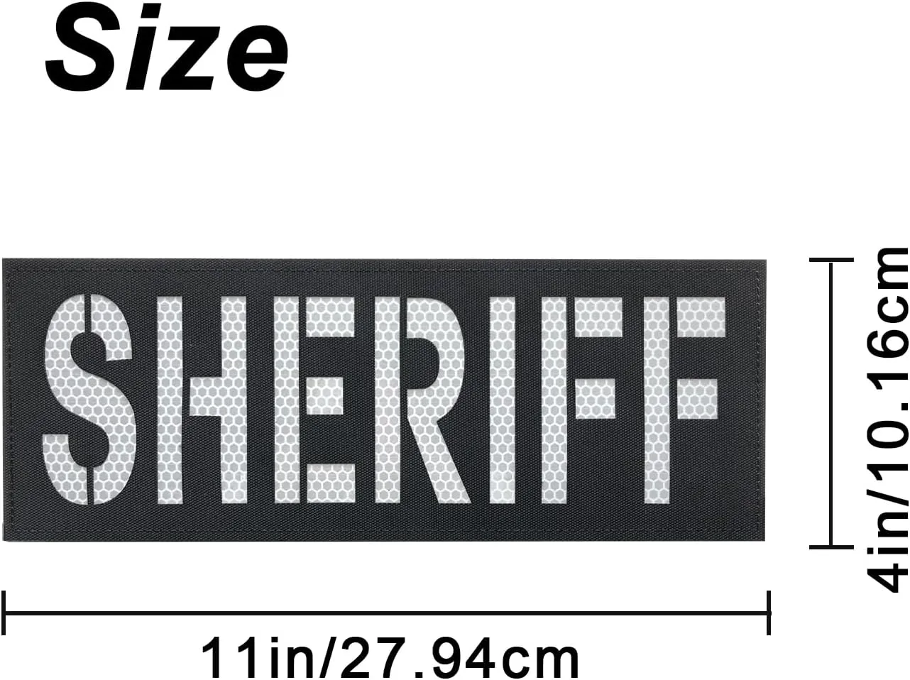 Sheriff Patch Reflective Laser Cut 11x4 inches for Bags Backpacks Vests Jackets with Hook and Loop (RL Black and White, XL 11"x4")
