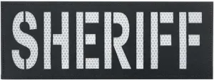 Sheriff Patch Reflective Laser Cut 11x4 inches for Bags Backpacks Vests Jackets with Hook and Loop (RL Black and White, XL 11"x4")