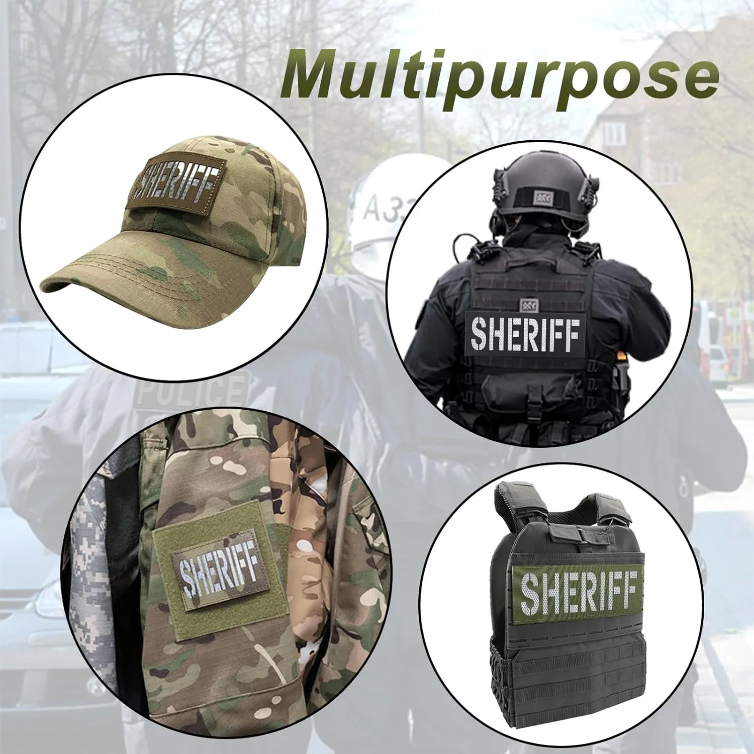 Sheriff Patch Reflective Laser Cut 11x4 inches for Bags Backpacks Vests Jackets with Hook and Loop (RL Black and White, XL 11"x4")