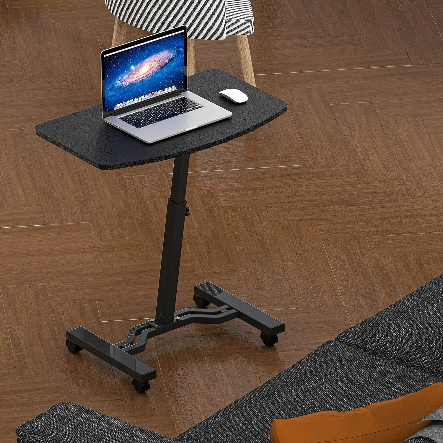 SHW Mobile Height Adjustable Laptop Rolling Cart with Height Adjustment from 28" to 33", Black