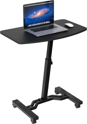 SHW Mobile Height Adjustable Laptop Rolling Cart with Height Adjustment from 28" to 33", Black