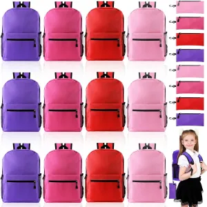 Silkfly 12 Pcs School Backpacks for Students with 12 Zipper Pencil Pouch Lightweight Bookbags Bulk School Supplies