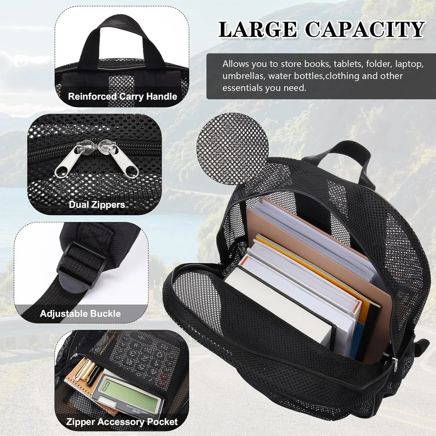 Silkfly 18 Pcs Mesh Backpacks Heavy Duty Backpack with Padded Straps for School Swimming Outdoor Sports(Multicolor)