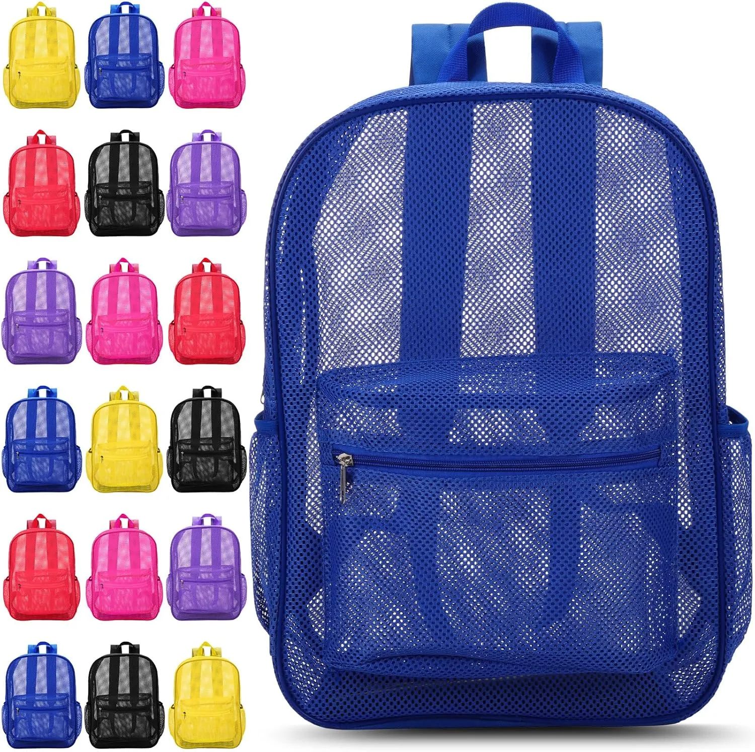Silkfly 18 Pcs Mesh Backpacks Heavy Duty Backpack with Padded Straps for School Swimming Outdoor Sports(Multicolor)